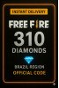 Free Fire - 310 Diamantes Código + 10% de Bônus Brazil