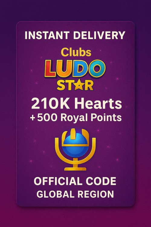 Clubs Ludo Star - 210K Hearts + 500 Royal Points