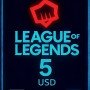 League Of Legends - 5 Usd Riot Gift Card