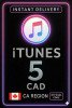 iTunes Gift Card 5 CAD CA