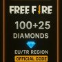 Free Fire 100+25 Elmas (EU + TR)